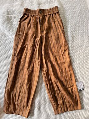 ASOS  petite Brown Plaid Wide-Leg Bottoms